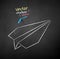 Chalk drawn illustration of paper plane