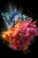 Chalk dust powder explosion on a dark background