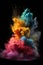 Chalk dust powder explosion on a dark background