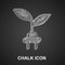 Chalk Electric saving plug in leaf icon isolated on black background. Save energy electricity. Environmental protection