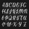 Chalk hand drawn latin calligraphy brush script of capital letters. Calligraphic alphabet. Vector