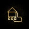 Chalk, hand, house gold icon. Vector illustration of golden particle background. Real estate concept vector illustration