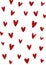 Chalk hearts sketch seamless texture. Ink illustration. Hand drawn pattern on white background. Simple pattern with red hearts