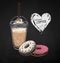 Chalk illustration of takeaway Coffee and donuts