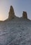 Chalk and limestone remains in the Kazakh steppe in the evening