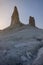 Chalk and limestone remains in the Kazakh steppe in the evening