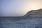 Chalk and limestone remains in the Kazakh steppe in the evening