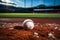 Chalk lined baseball infield, sporting energy on the field