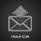 Chalk Mail and e-mail icon isolated on black background. Envelope symbol e-mail. Email message sign. Vector