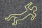 Chalk outline of a dead body