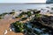 Chalk rocks exposed at low tide in Botany Bay near Broadstairs in Kent