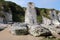 Chalk rocks and stacks on beach