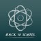 Chalk science atom icon. Back to school. Green blackboard. Vector illustration, flat design