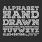 Chalk sketched striped alphabet abc vector font