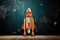 Chalk style retro rocket on grunge chalkboard, ideal for educational concepts