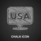 Chalk USA Independence day icon isolated on black background. 4th of July. United States of America country. Vector