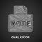 Chalk Vote box or ballot box with envelope icon isolated on black background. Vector