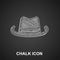 Chalk Western cowboy hat icon isolated on black background. Vector