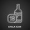 Chalk Wine bottle icon isolated on black background. Age limit for alcohol. Vector