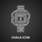 Chalk Wrist watch icon isolated on black background. Wristwatch icon. Vector