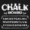 Chalkboard alphabet font. Hand drawn grunge letters and numbers.