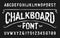 Chalkboard alphabet font. Handwritten retro letters and numbers.