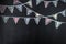Chalkboard background with drawing bunting flags.