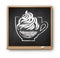 Chalkboard with chalked Con Panna coffee