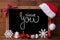 Chalkboard, Christmas Decoration, Red Ball, Calligraphy Thank You