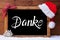 Chalkboard, Christmas Decoration, Santa Hat, Danke Means Thank You