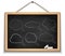 Chalkboard with cloud speech bubbles