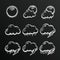 Chalkboard collection clouds icon, sketch cloud and sun