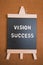 Chalkboard contain the words vision and success using as business concept
