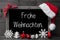 Chalkboard, Decoration, Ball, Tree, Frohe Weihnachten Mean Merry Christmas