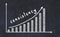 Chalkboard drawing of increasing business graph with up arrow and inscription consistency