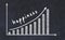 Chalkboard drawing of increasing business graph with up arrow and inscription happiness