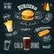 Chalkboard fastfood ADs - hamburger, french fries and hotdog.