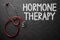 Chalkboard with Hormone Therapy Concept. 3D Illustration.