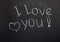 Chalkboard inscription I love you