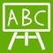 Chalkboard with the leters ABC icon green