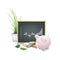 chalkboard with money and piggy bank. Vector illustration decorative design