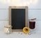 Chalkboard, mulled wine, orange, spice and wire lights