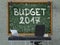 Chalkboard on the Office Wall with Budget 2017 Concept. 3D.