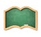 Chalkboard in a shape of book, school blackboard concept, 3d rendering