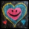 Chalkboard Smiles: Hand-Drawn Heart with Joy. Generative Ai