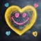 Chalkboard Smiles: Hand-Drawn Heart with Joy. Generative Ai