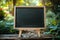 Chalkboard with stand in garden natural setting for education