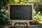 Chalkboard with stand in garden natural setting for education