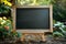 Chalkboard with stand in garden natural setting for education