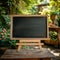 Chalkboard with stand in garden natural setting for education